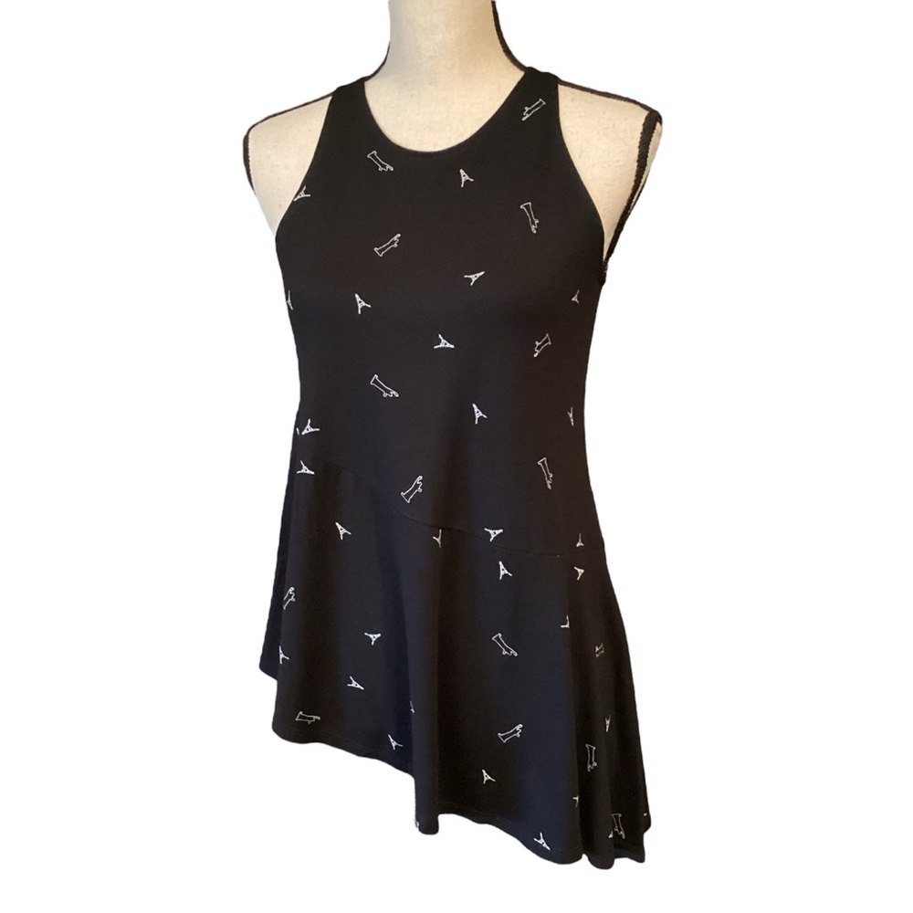 Matti Mamane Artsy Asymmetrical Swing Tank Jersey Knit, Size‎ 2 Eiffel Tower